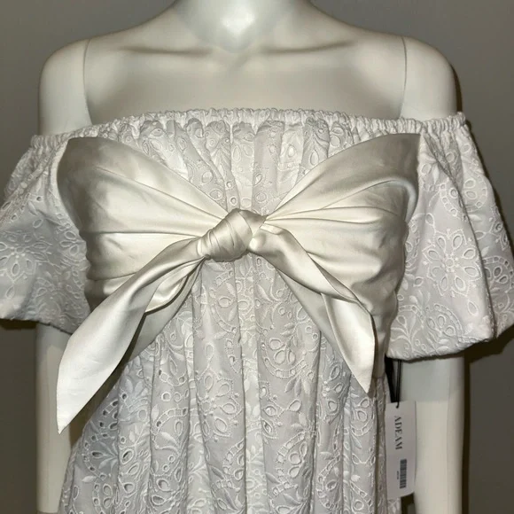 ADEAM Intermix “Wildflower” white eyelet lace off shoulder boho dress 0